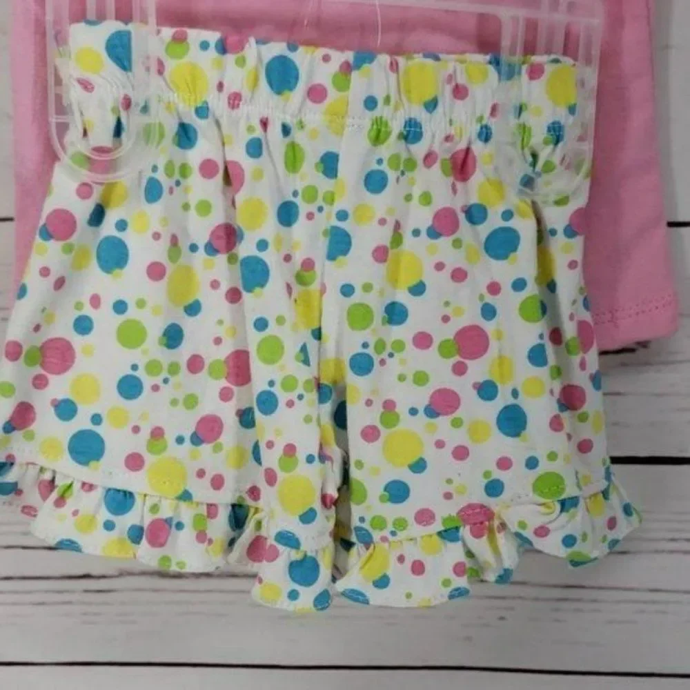 Quacker Jack Infant Girls Mermaid Summer Pink White 2 Piece Short‎ Set 12 Months